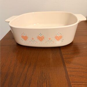 Corningware White and Orange Heart Baking Dish NO lid